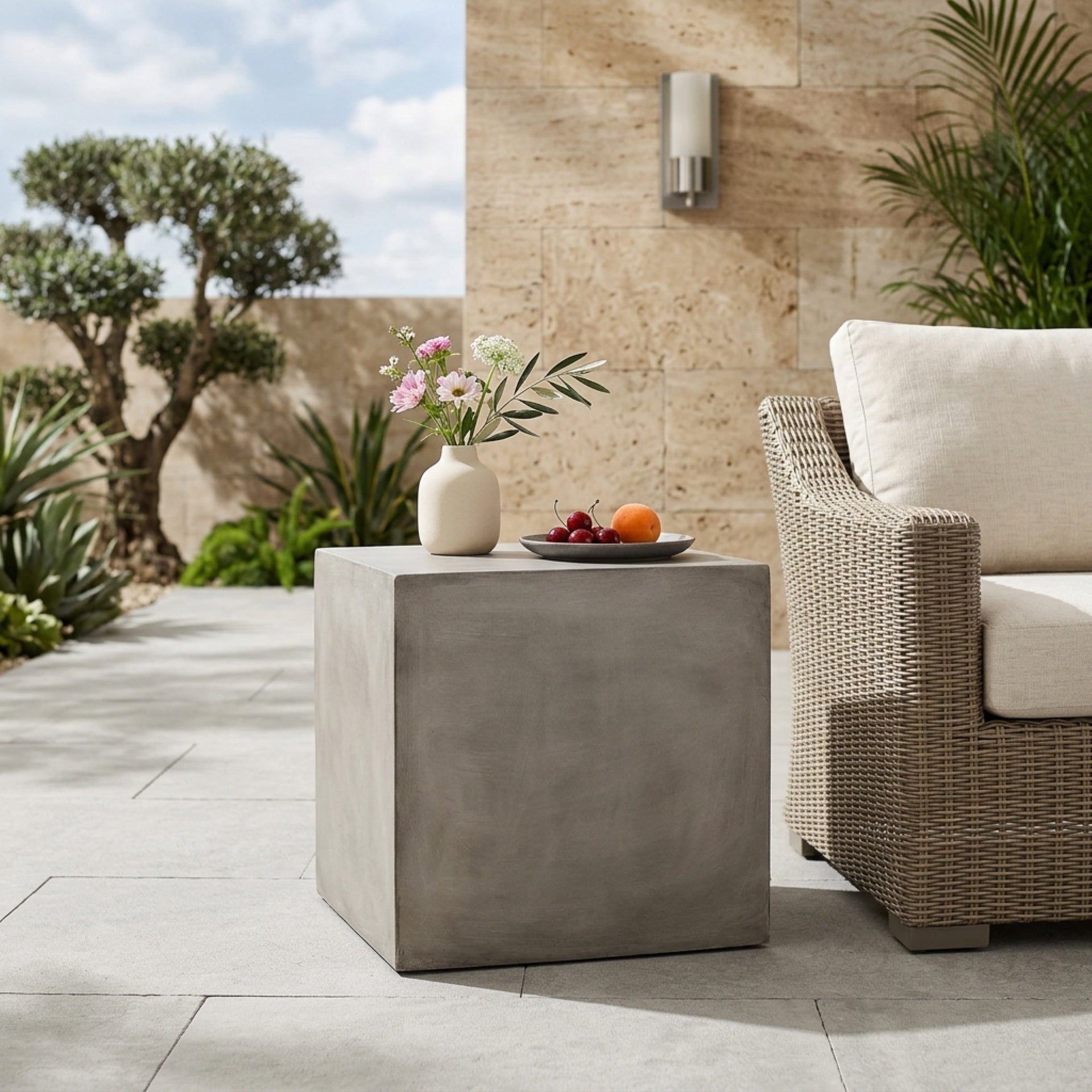 Outdoor MGO Side Table ,Light Grey