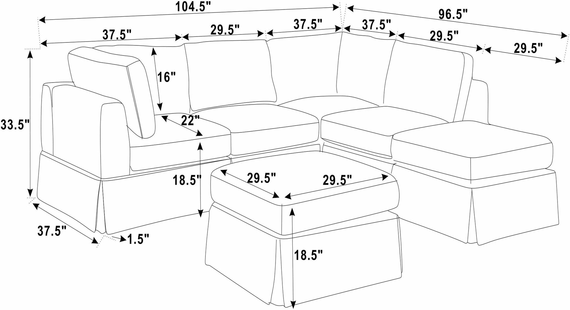 6 - Piece Upholstered Sectional