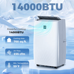 HOMCOM 14000 BTU Portable Air Conditioner, AC Unit with Cool, Dehumidifier, Fan, 549 Sq. ft, 24H Timer On Off, Window Kit