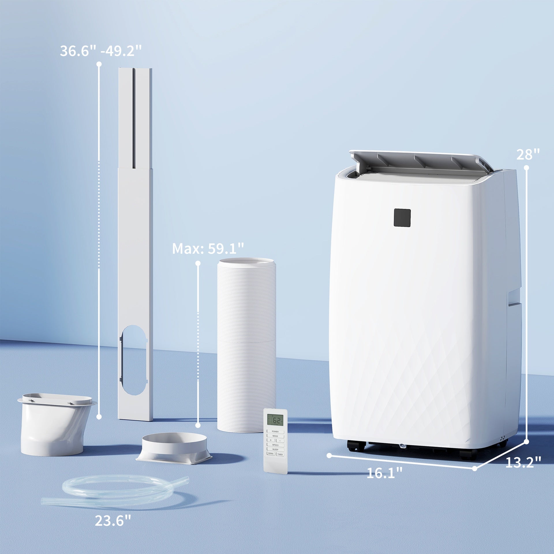 HOMCOM 14000 BTU Portable Air Conditioner, AC Unit with Cool, Dehumidifier, Fan, 549 Sq. ft, 24H Timer On Off, Window Kit