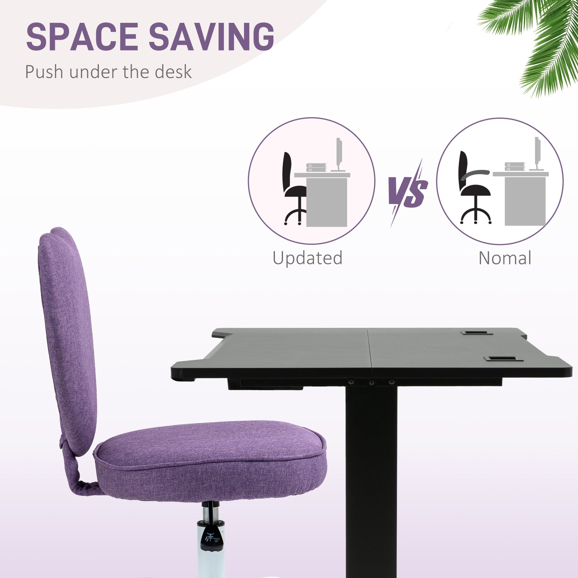 HOMCOM Heart Love Shaped Back Design Office Chair with Adjustable Height, Purple
