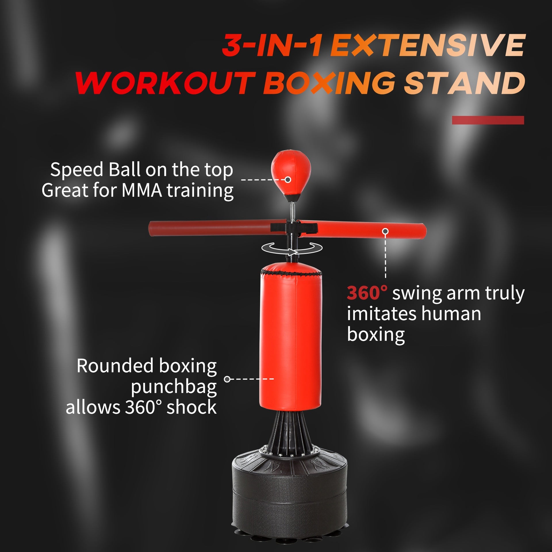 Soozier Boxing Bag, Freestanding Punching Bag with Speed Ball, Rotating Boxing Bar and Gloves, Weighted Base