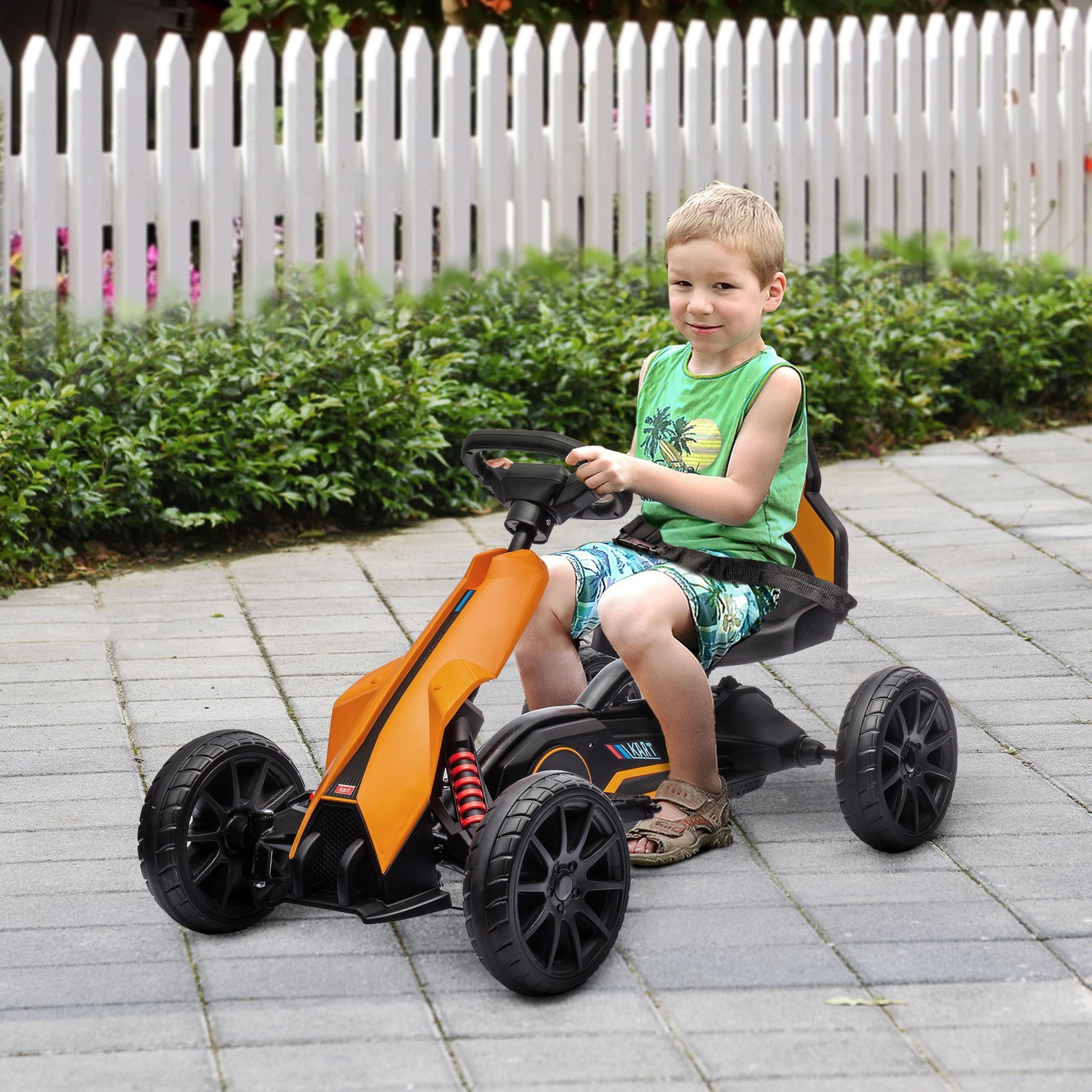 Aosom 12V Electric Go Kart for Kids w/ Adjustable Speed, Orange