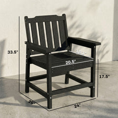 Outsunny All-Weather Patio Chair, HDPE Patio Dining Chair, Heavy Duty Wood-Like Outdoor Furniture for Garden, Backyard, Deck, Porch, Lawn, Black