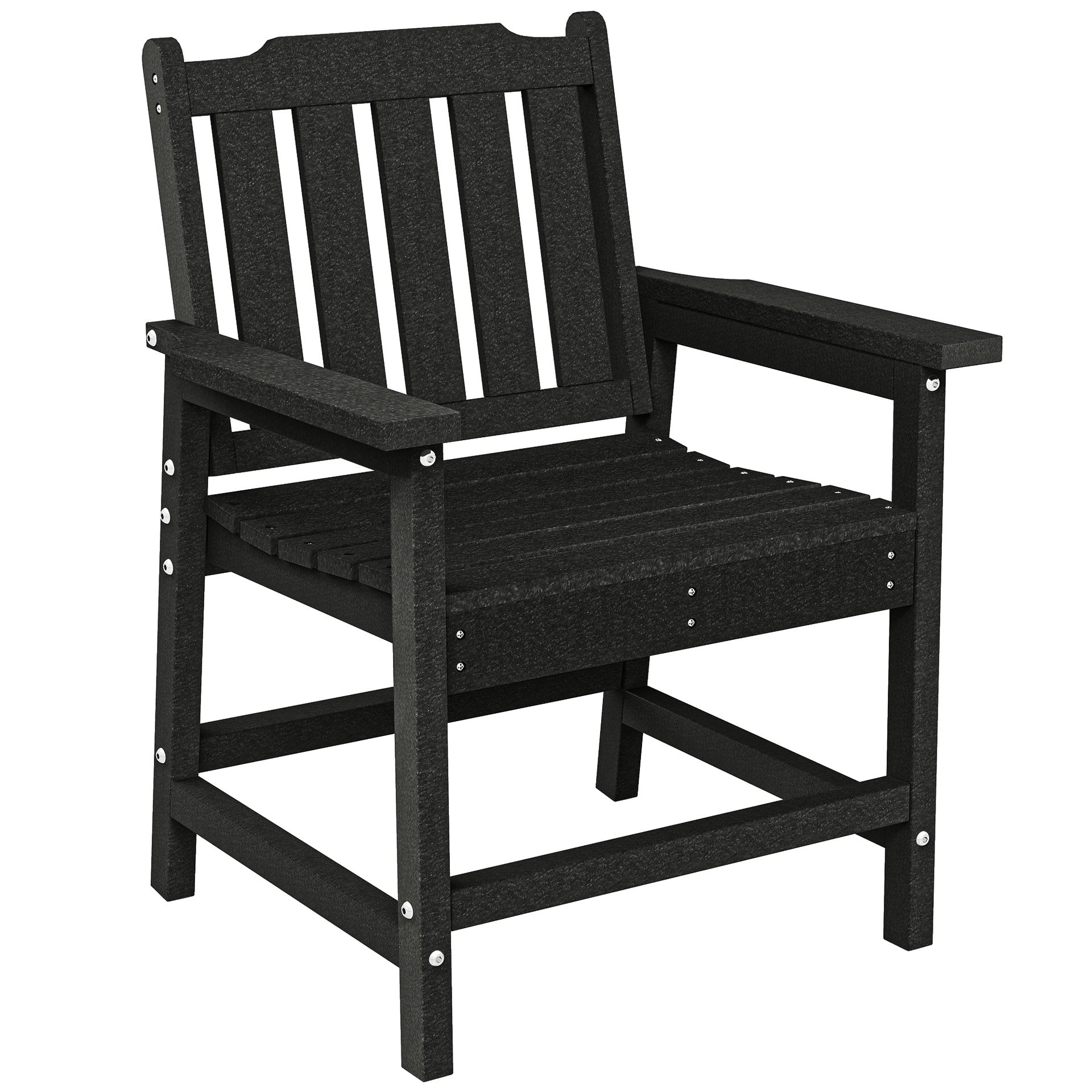 Outsunny All-Weather Patio Chair, HDPE Patio Dining Chair, Heavy Duty Wood-Like Outdoor Furniture for Garden, Backyard, Deck, Porch, Lawn, Black