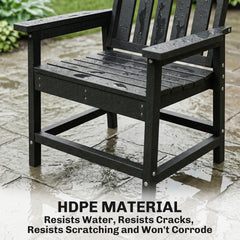 Outsunny All-Weather Patio Chair, HDPE Patio Dining Chair, Heavy Duty Wood-Like Outdoor Furniture for Garden, Backyard, Deck, Porch, Lawn, Black