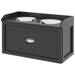 PawHut Pet Feeding Station Pet Dish Bowl Set with Storage, 2 Elevated Dog Bowls for Large Sized Dogs, Black