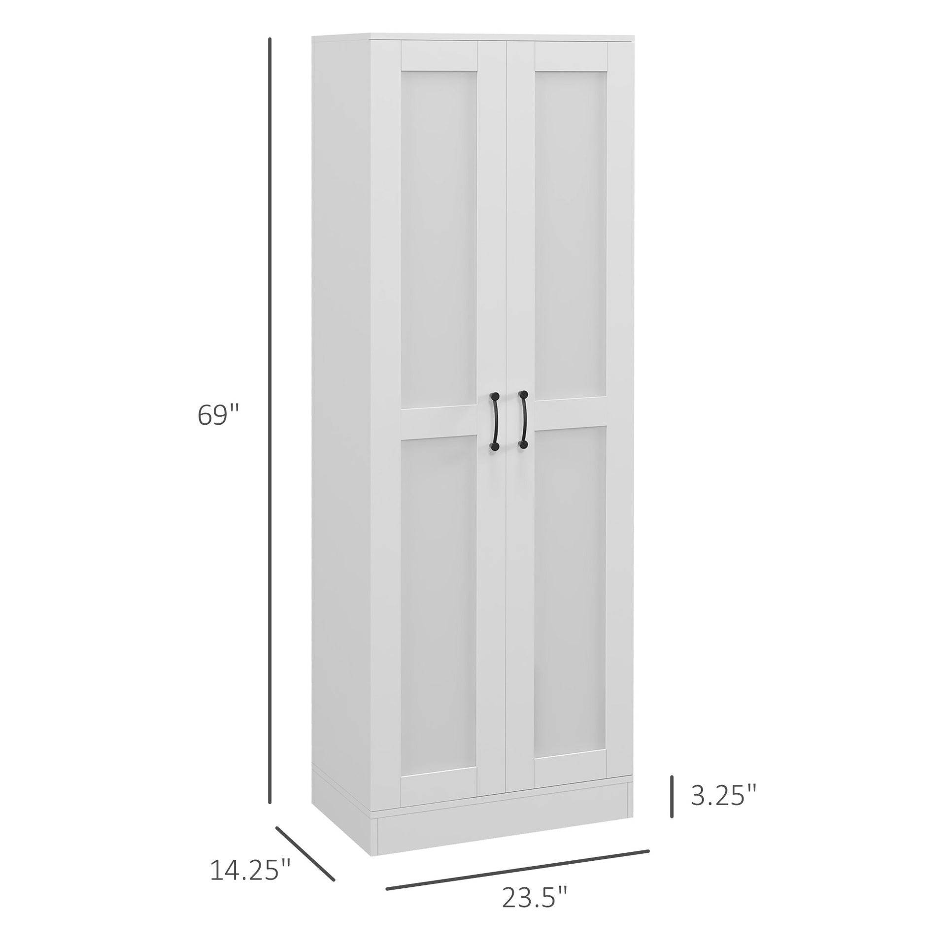 HOMCOM White Storage Cabinet with Adjustable Shelves and Tall Design, for Kitchen Storage , Perfect for Home Use and Family Organization