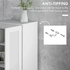 HOMCOM White Storage Cabinet with Adjustable Shelves and Tall Design, for Kitchen Storage , Perfect for Home Use and Family Organization