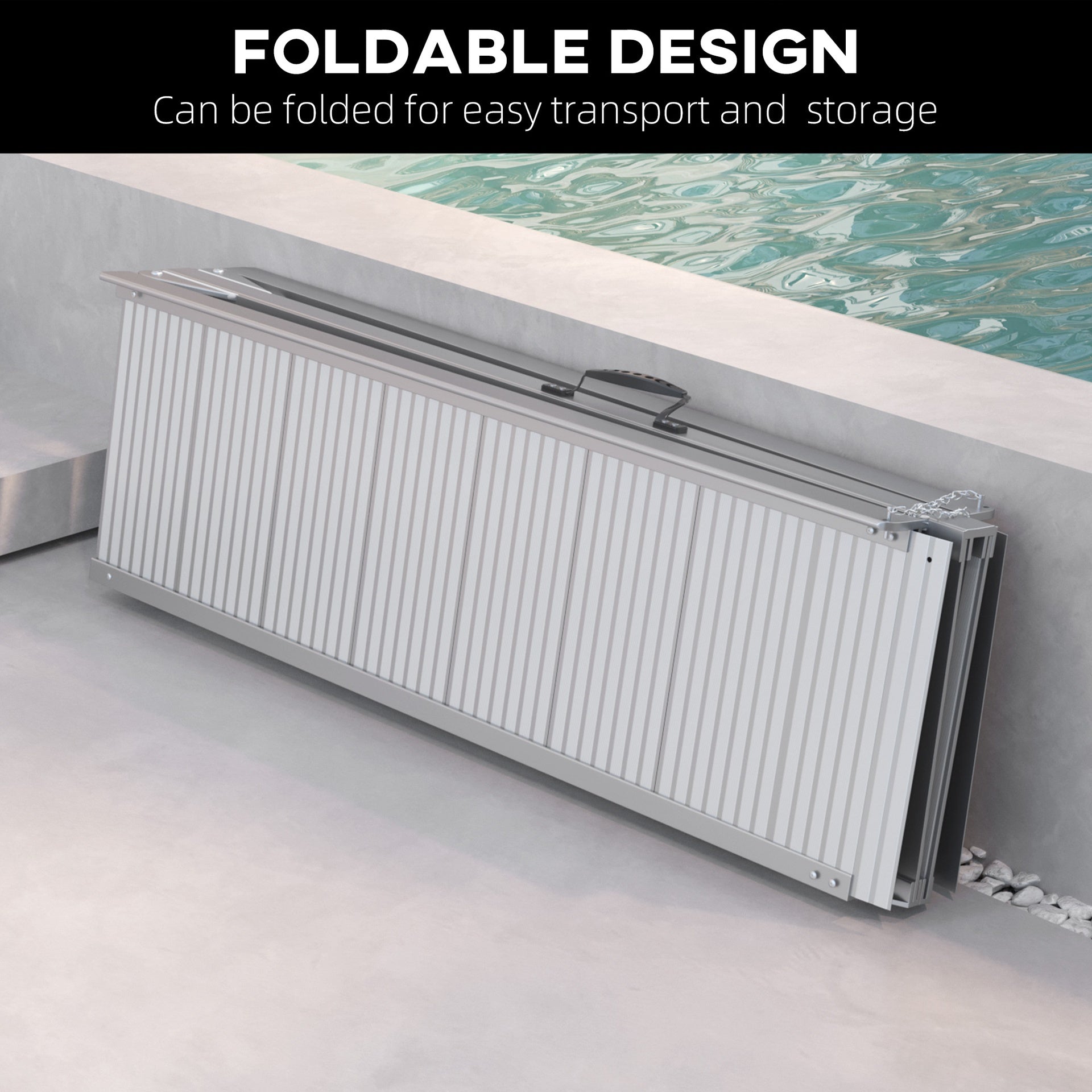 HOMCOM 8' Foldable Handicap Ramp for Home, Steps, Doorways, Aluminum Portable Wheelchair Ramp, Textured Threshold Ramp, Silver