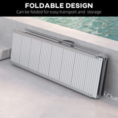 HOMCOM 8' Foldable Handicap Ramp for Home, Steps, Doorways, Aluminum Portable Wheelchair Ramp, Textured Threshold Ramp, Silver