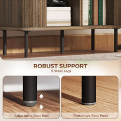 HOMCOM 35.4" Sideboard Buffet Cabinet with Storage, Nordic Coffee Bar Cabinet with Slatted Tambour Doors and Metal Legs, Walnut
