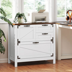 HOMCOM Lateral Filing Cabinet, Farmhouse File Cabinet with 4 Drawers, Fit Letter/A4/Legal Hanging Files, White