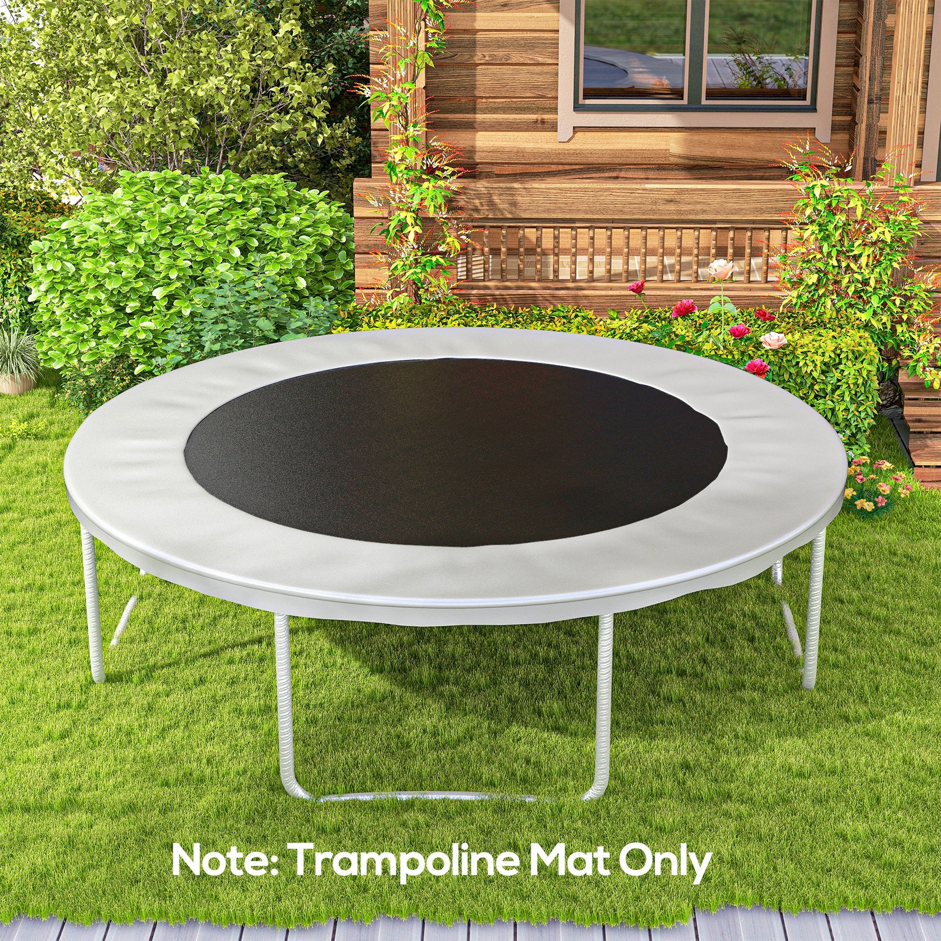 Soozier Trampoline Replacement Mat, Fits 12' Trampoline w/ 72 V-Hooks & 5.5" Springs (Spring & Frame not Included),  Black