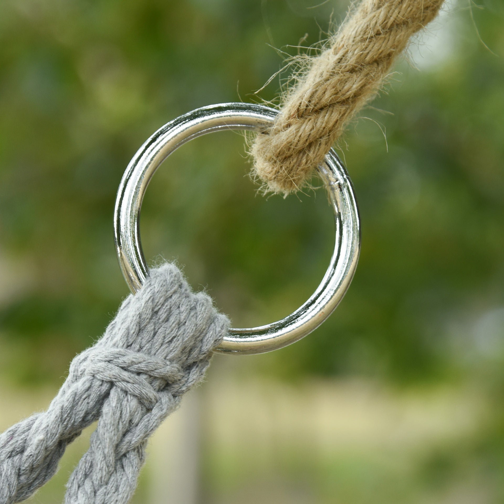 Outsunny 2-Person Hammock Chair Macrame Swing with Soft Cushion, Hanging Cotton Rope Chair for Indoor Outdoor Home Patio Backyard, Light Gray