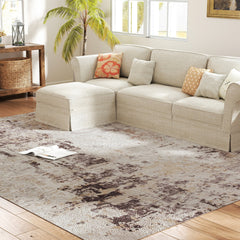 HOMCOM Machine Washable Area Rug 8x10, Non-Slip Modern Abstract Floor Carpet for Living Room, Bedroom, Dining Room, Mixed-Brown