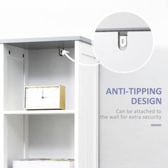 kleankin Tall Bathroom Storage Cabinet, Narrow Bathroom Cabinet with 3 Tier Shelving, Drawer and Adjustable Shelves, Slim Freestanding Linen Tower, White