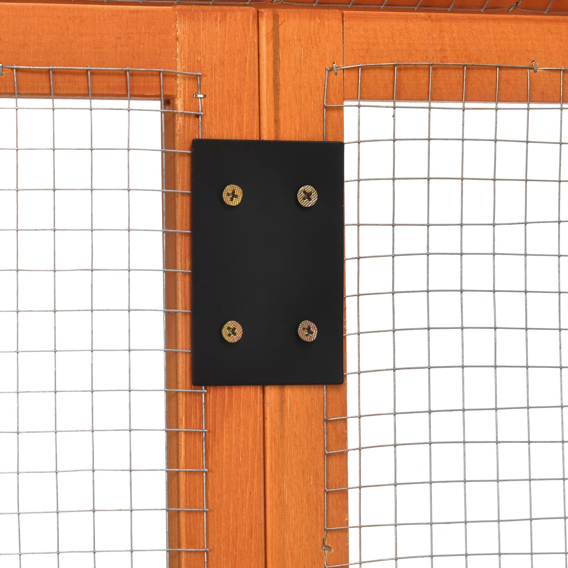 PawHut Wooden Chicken Run, Combinable Design with Perches, 4.6' x 2.8', Orange