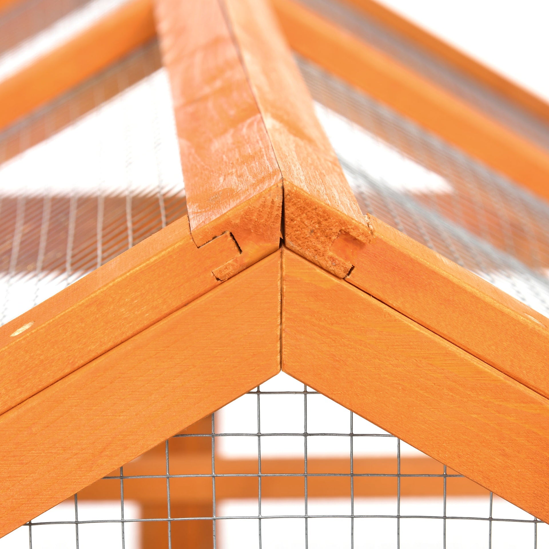 PawHut Wooden Chicken Run, Combinable Design with Perches, 4.6' x 2.8', Orange