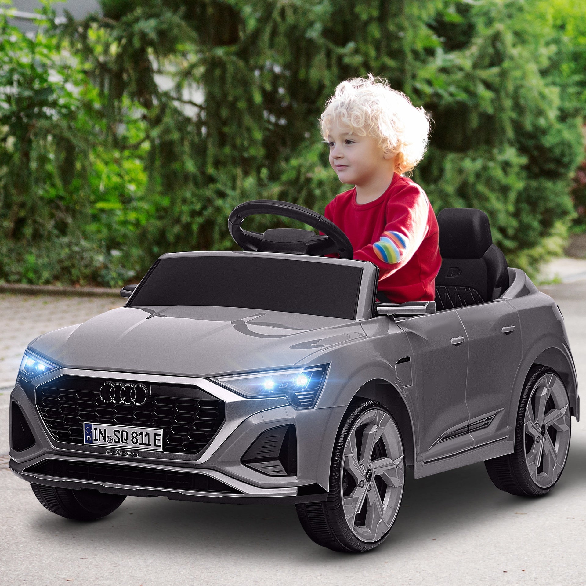 Qaba Audi Q8 e-tron Sportback Licensed 12V Battery Powered Kids Electric Car w/ Spring Suspension, Soft Start, Gray