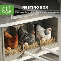 PawHut 137" Wooden Chicken Coop for 4-6 Chickens, Backyard, Dark Gray