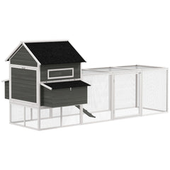 PawHut 137" Wooden Chicken Coop for 4-6 Chickens, Backyard, Dark Gray