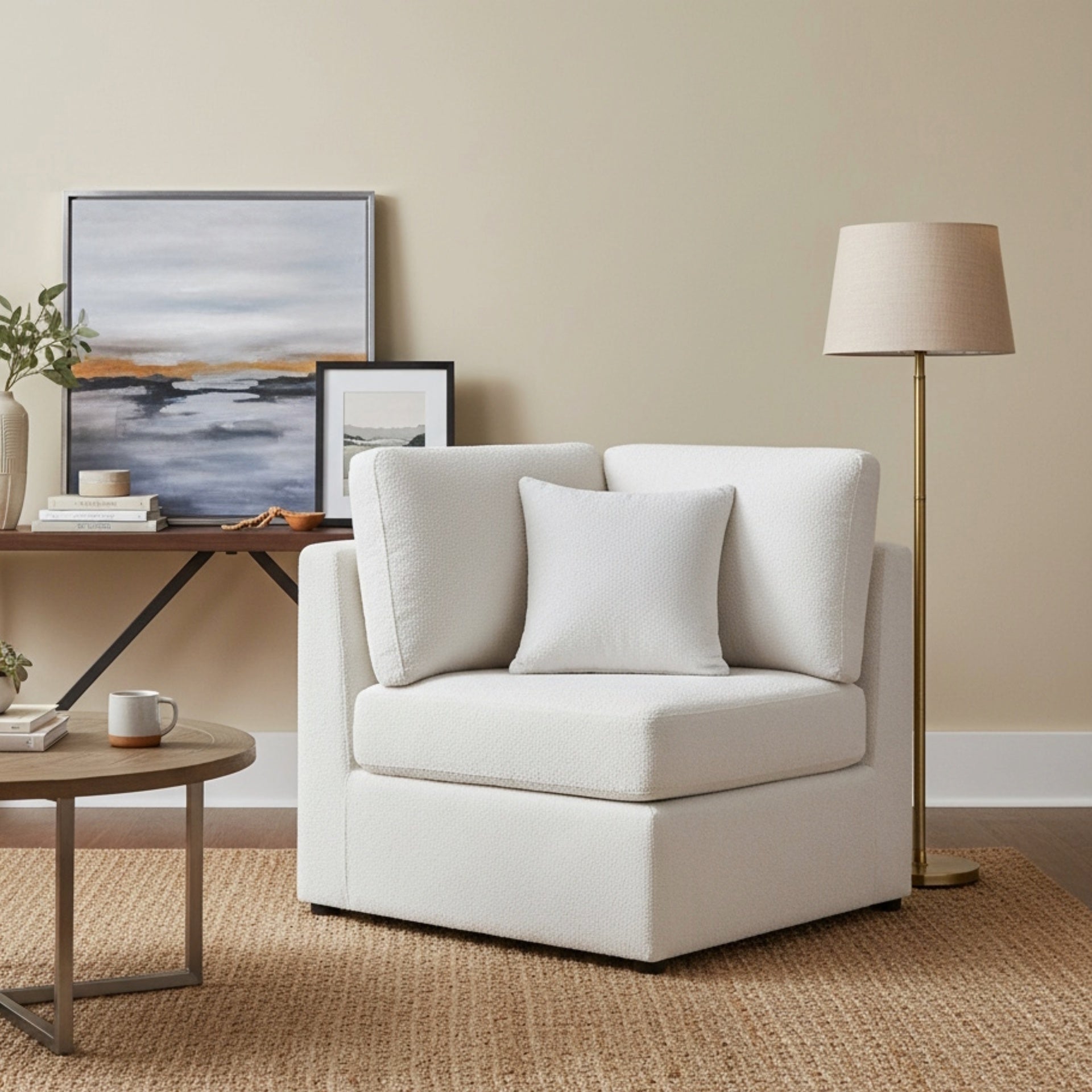 Chauncy Corner Wedge Chair - Ivory