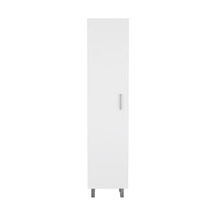 Vintro Storage Cabinet, Broom Hangers, Metal Handle -White
