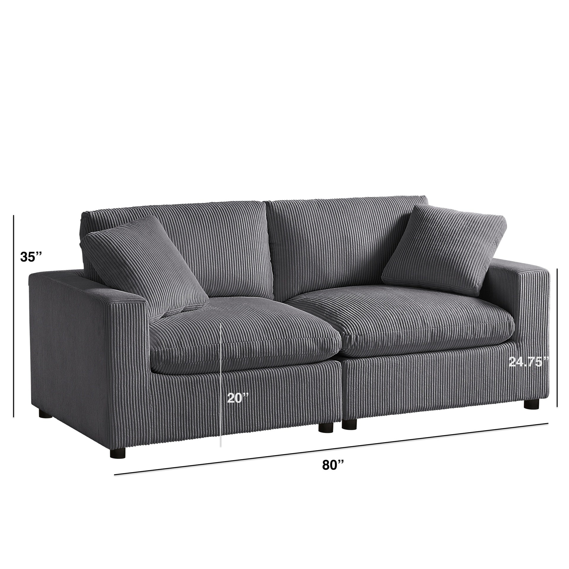 Chelsea Modular  2-Piece Sofa - Charcoal