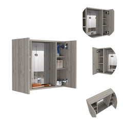 Artemisa Medicine Cabinet, Double Door, Mirror, One External Shelf  -Light Gray