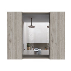 Artemisa Medicine Cabinet, Double Door, Mirror, One External Shelf  -Light Gray