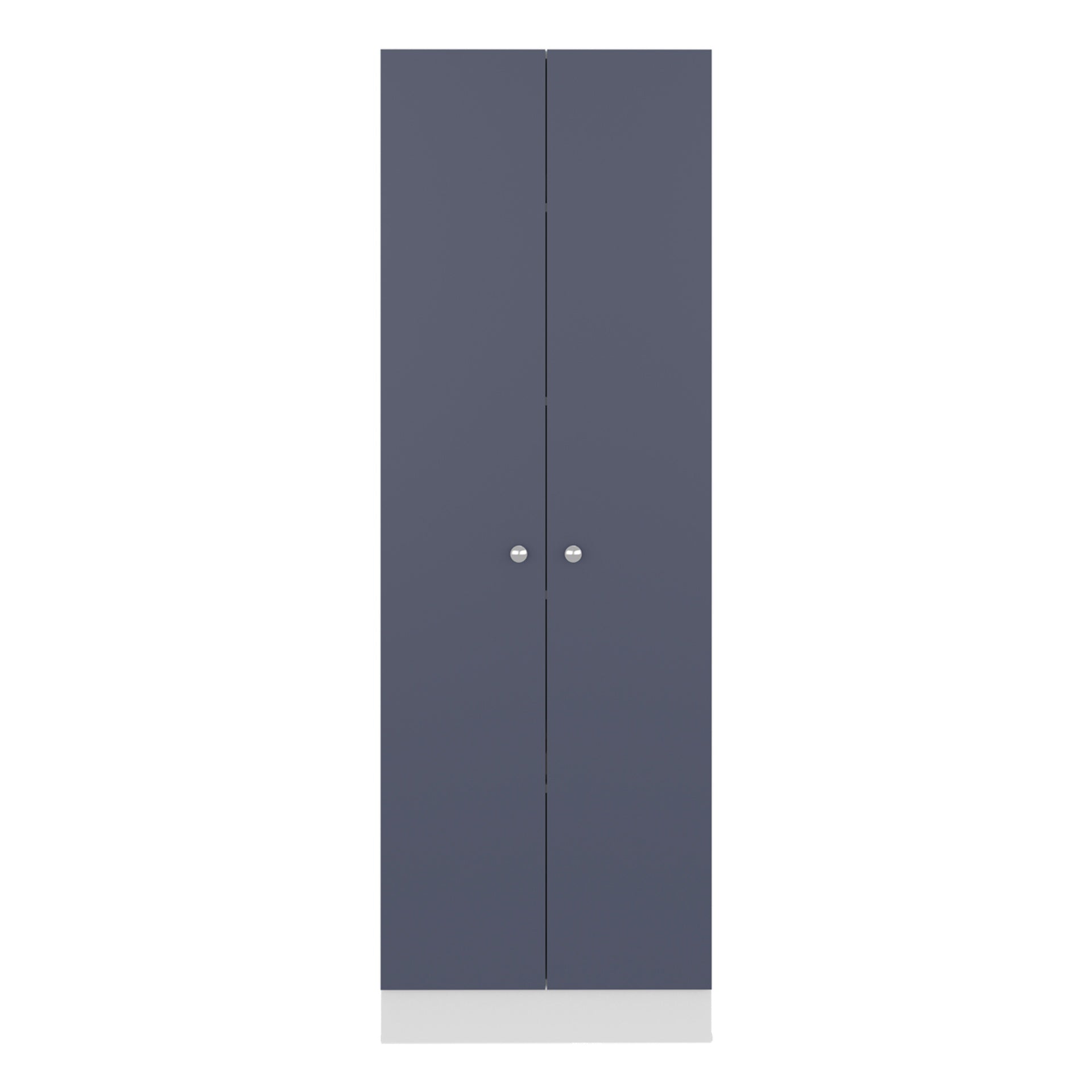 Lambardi Tall Multistorage Cabinet with Double Door, Five Shelves, Freestanding Kitchen or Laundry Room Storage Cabinet, Navy Blue and White
