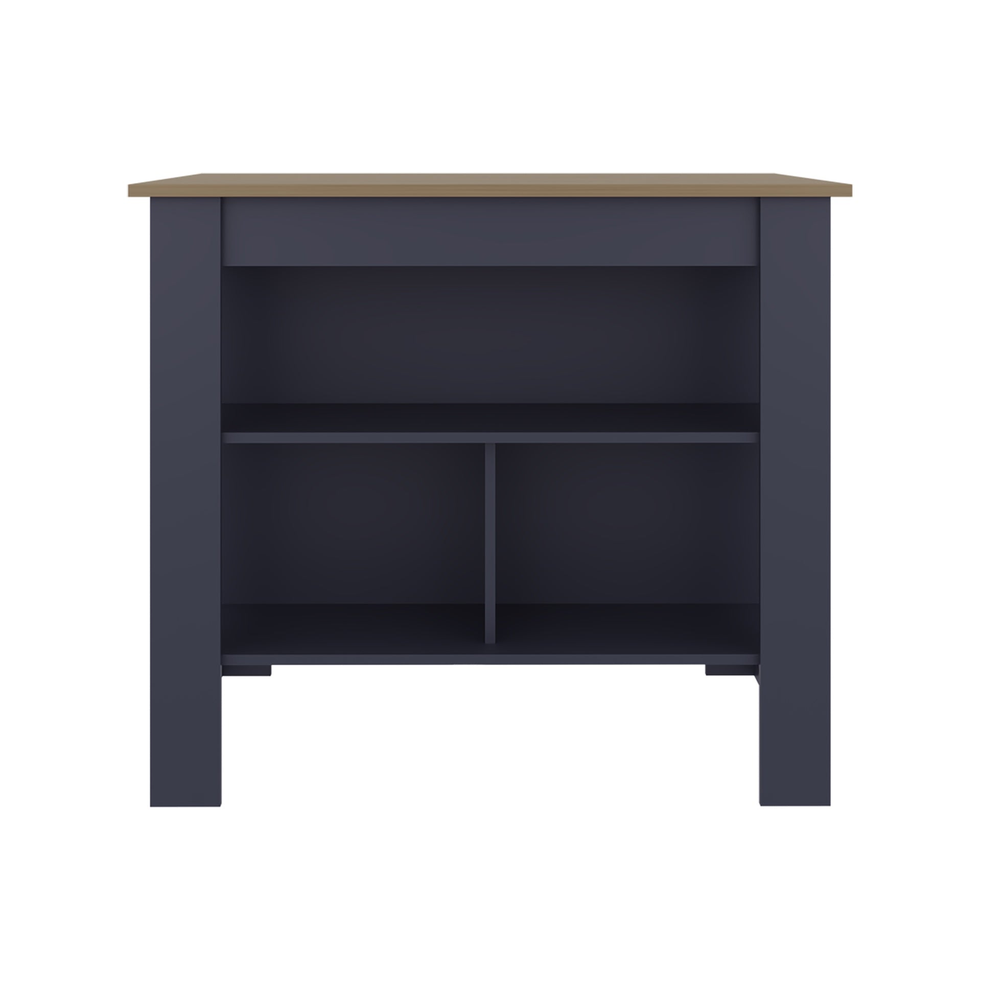 Cala Kitchen Island with Three Open Shelves, One Top Shelf and Four Legs, Modern Kitchen Decor And Organizer