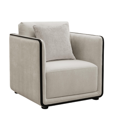 Contemporary Style 1pc Chair High Density Foam Black Legs Seat Cushion And Back Pillow Taupe Finish Primary Living Room