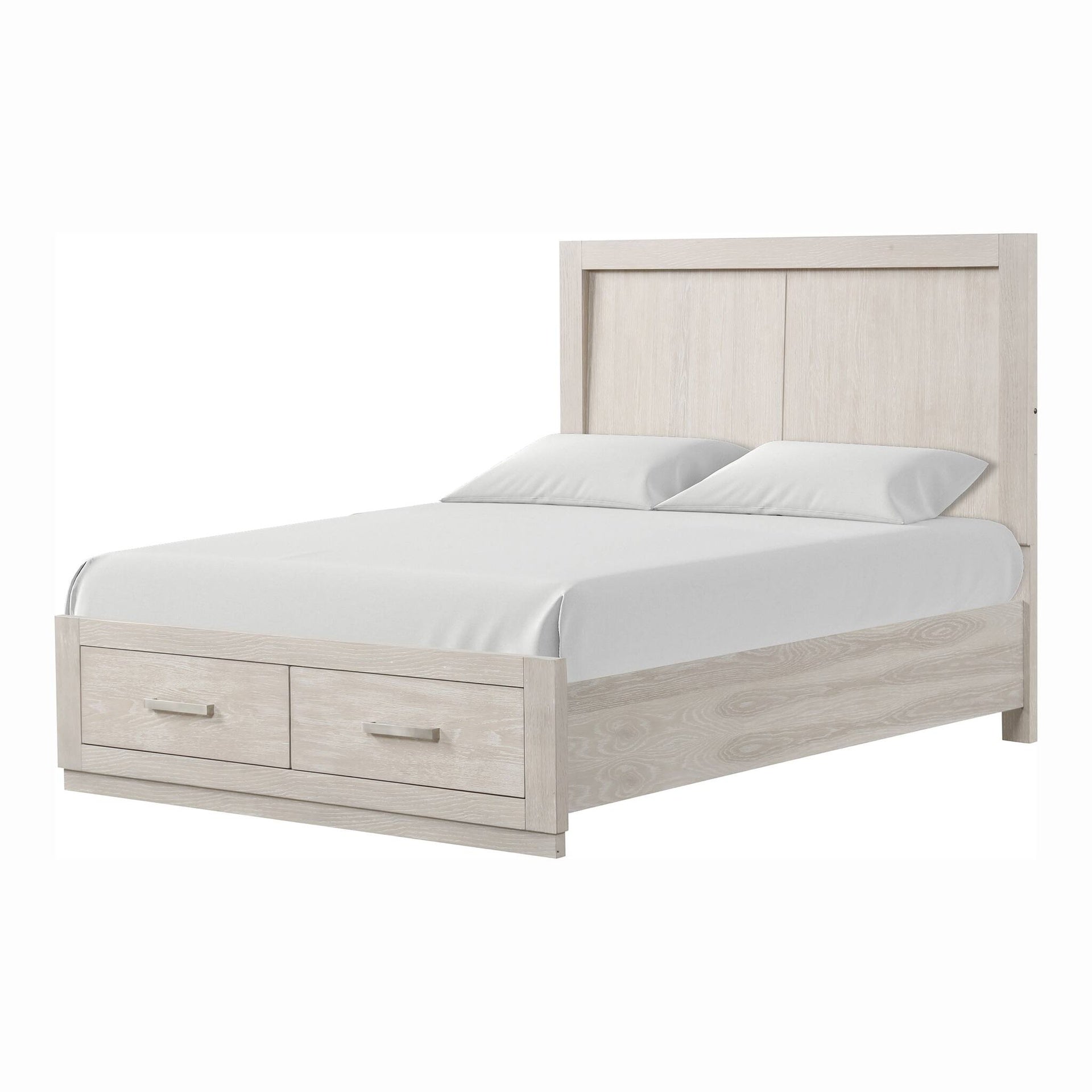 Transitional 1pc Eastern King Size Bed LED HB Storage Footboard Light Grey Bedroom Furniture Wooden