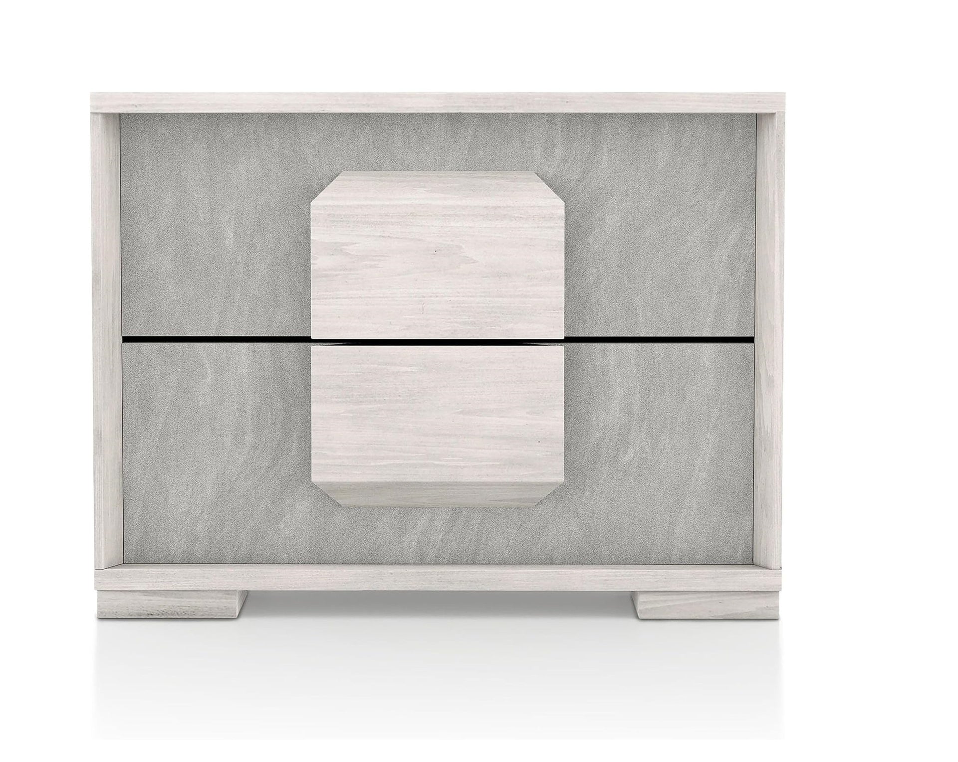 Two Tone Design Nightstand 1pc French Dovetail Drawers Wooden Handles Melamine Top White Wash And Stone Gray Finish Bedroom Furniture