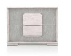 Two Tone Design Nightstand 1pc French Dovetail Drawers Wooden Handles Melamine Top White Wash And Stone Gray Finish Bedroom Furniture