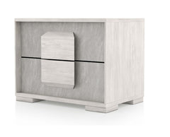 Two Tone Design Nightstand 1pc French Dovetail Drawers Wooden Handles Melamine Top White Wash And Stone Gray Finish Bedroom Furniture