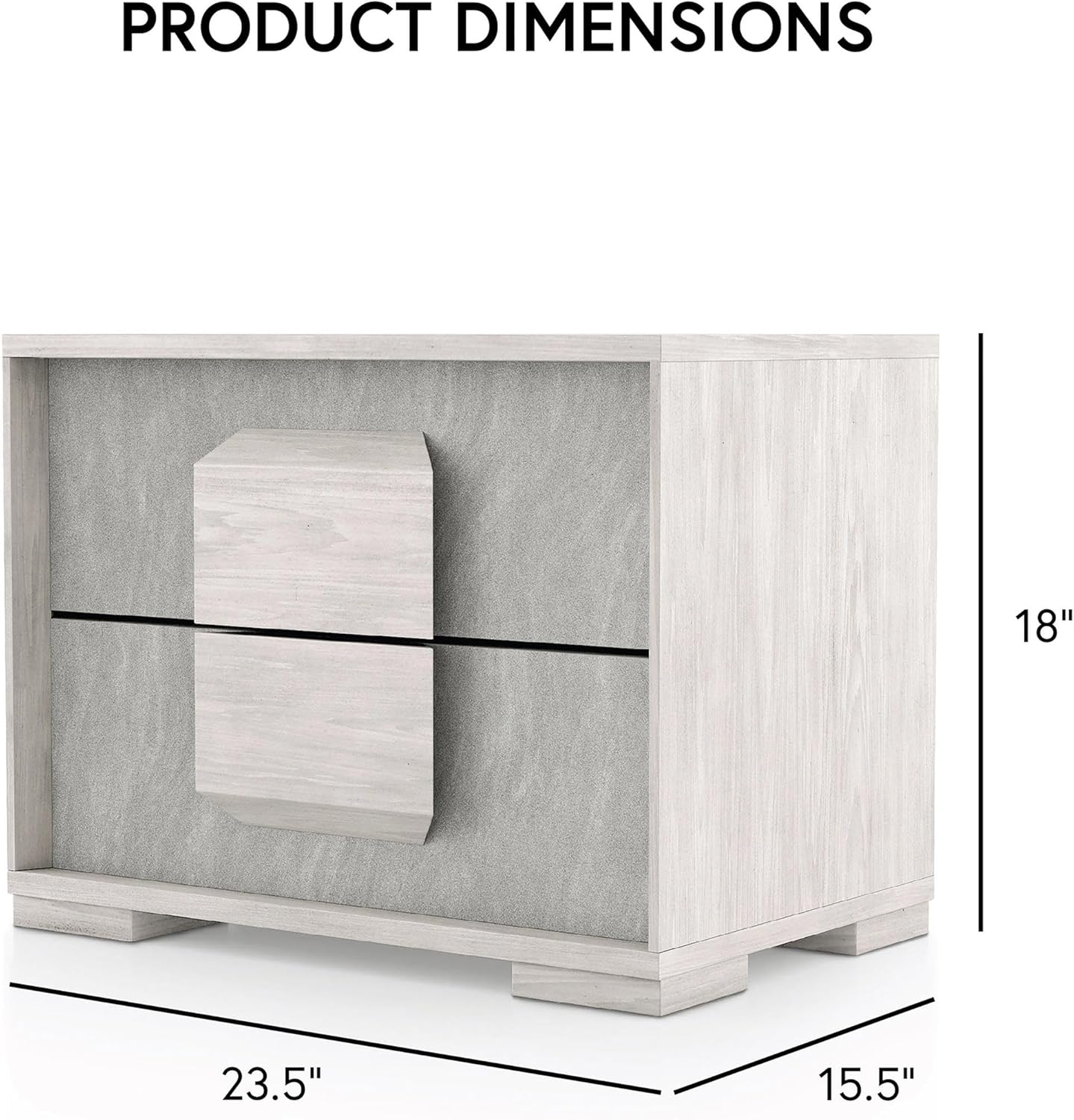 Two Tone Design Nightstand 1pc French Dovetail Drawers Wooden Handles Melamine Top White Wash And Stone Gray Finish Bedroom Furniture