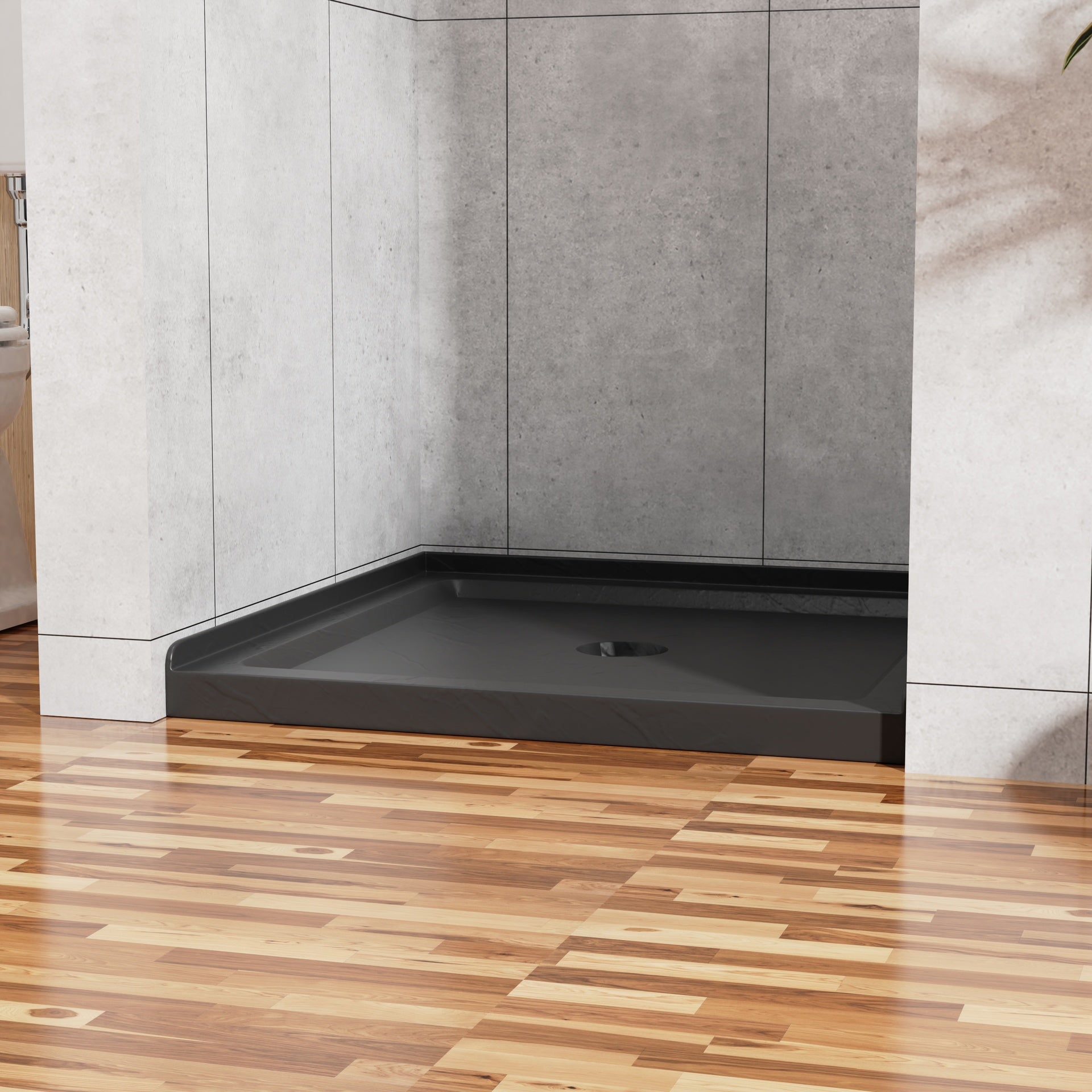Goodyo 36"x36" Shower Base 3.5" Height Anti-slip Acrylic Center Drain Single Threshold Shower Base in Slate Black