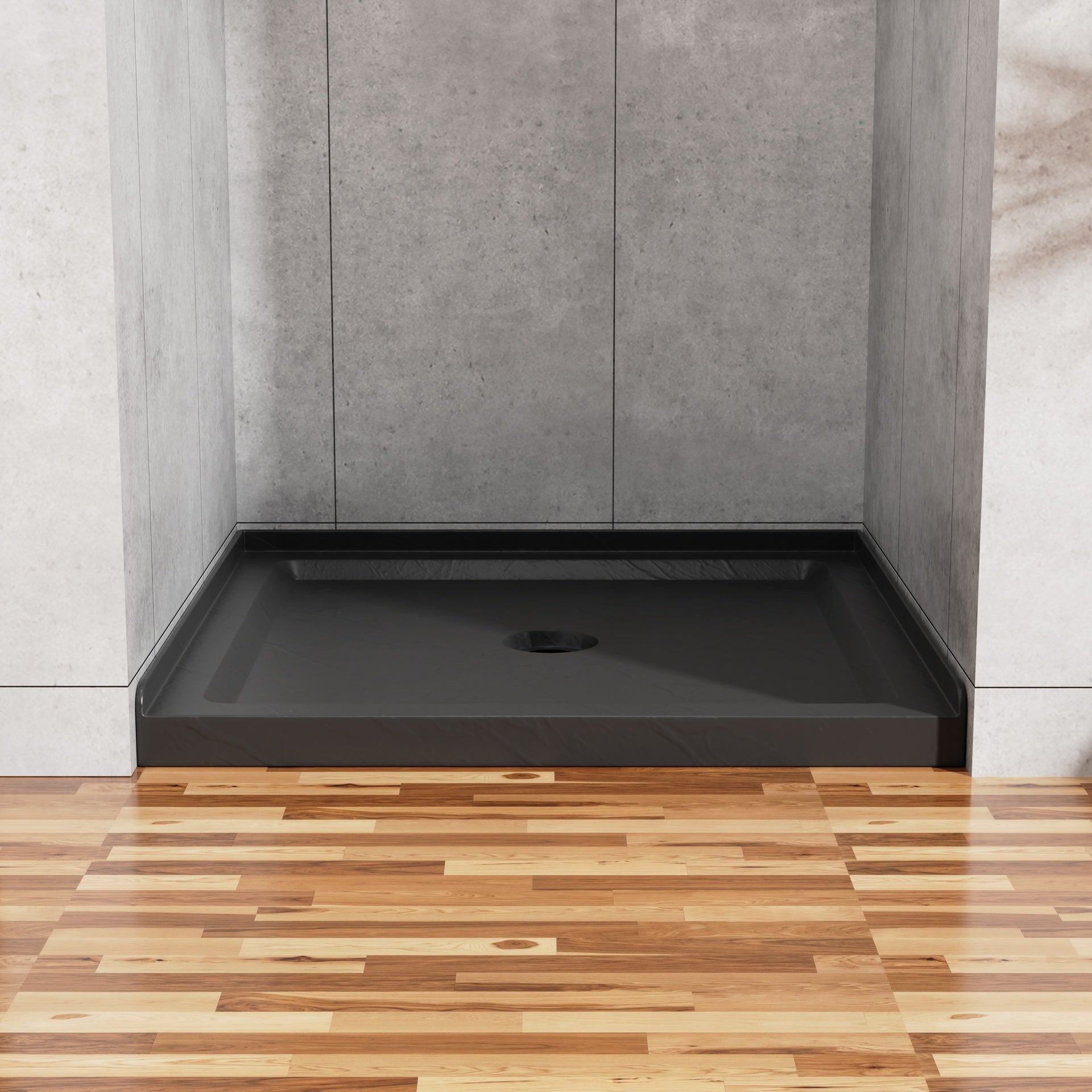 Goodyo 36"x36" Shower Base 3.5" Height Anti-slip Acrylic Center Drain Single Threshold Shower Base in Slate Black
