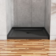 Goodyo 36"x36" Shower Base 3.5" Height Anti-slip Acrylic Center Drain Single Threshold Shower Base in Slate Black