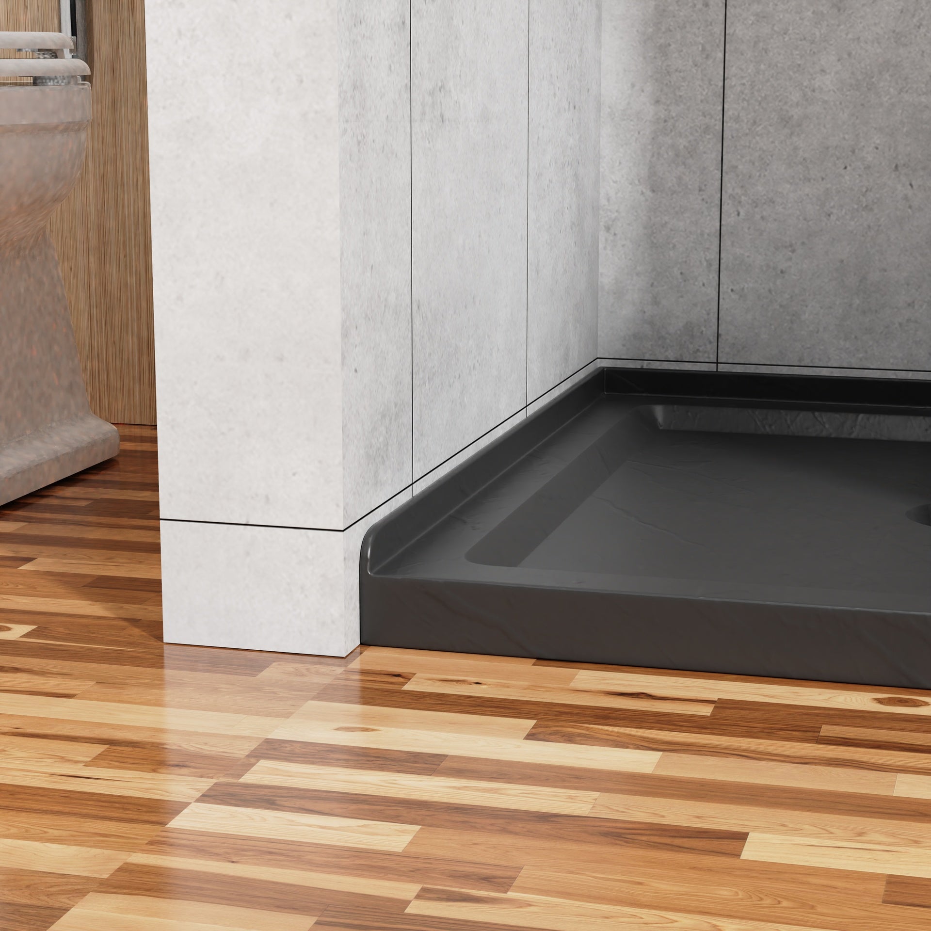 Goodyo 36"x36" Shower Base 3.5" Height Anti-slip Acrylic Center Drain Single Threshold Shower Base in Slate Black