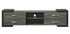 1pc TV Stand Contemporary Open Shelves Brushed Metal Handles Entertainment Console Wooden Living Room Furniture