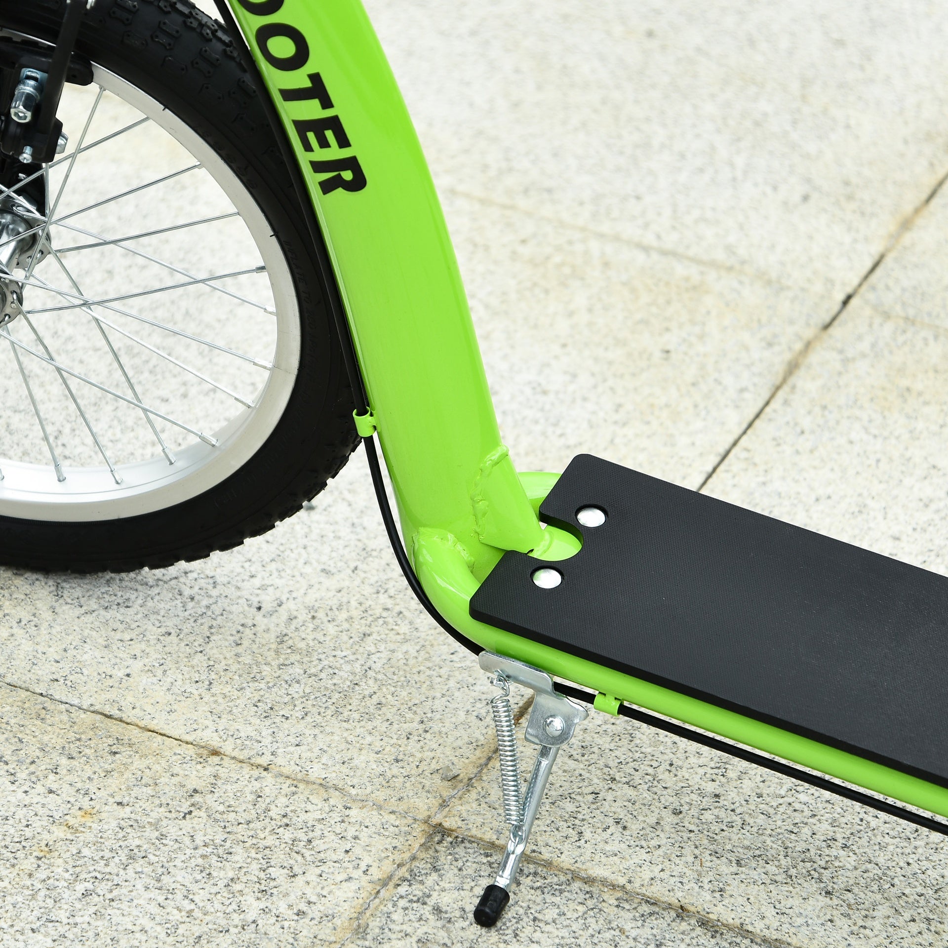 Aosom Youth Scooter Kick Scooter for Kids 5+ with Adjustable Handlebar 16" Front and 12" Rear Dual Brakes Inflatable Wheels, Green