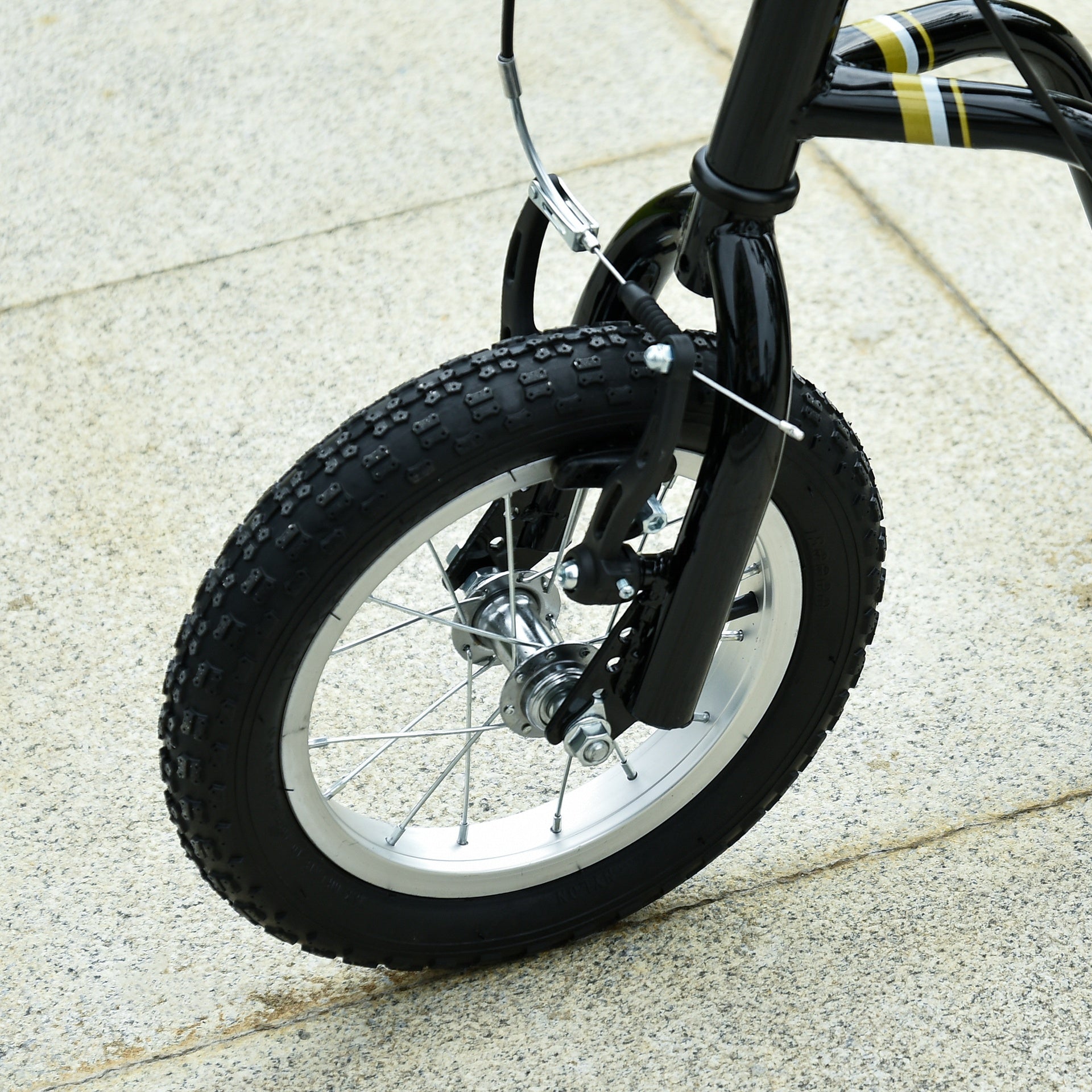 Aosom Youth Scooter Front and Rear Caliper Dual Brakes 12-Inch Inflatable Front Wheel Ride On Toy For Age 5+ - Black