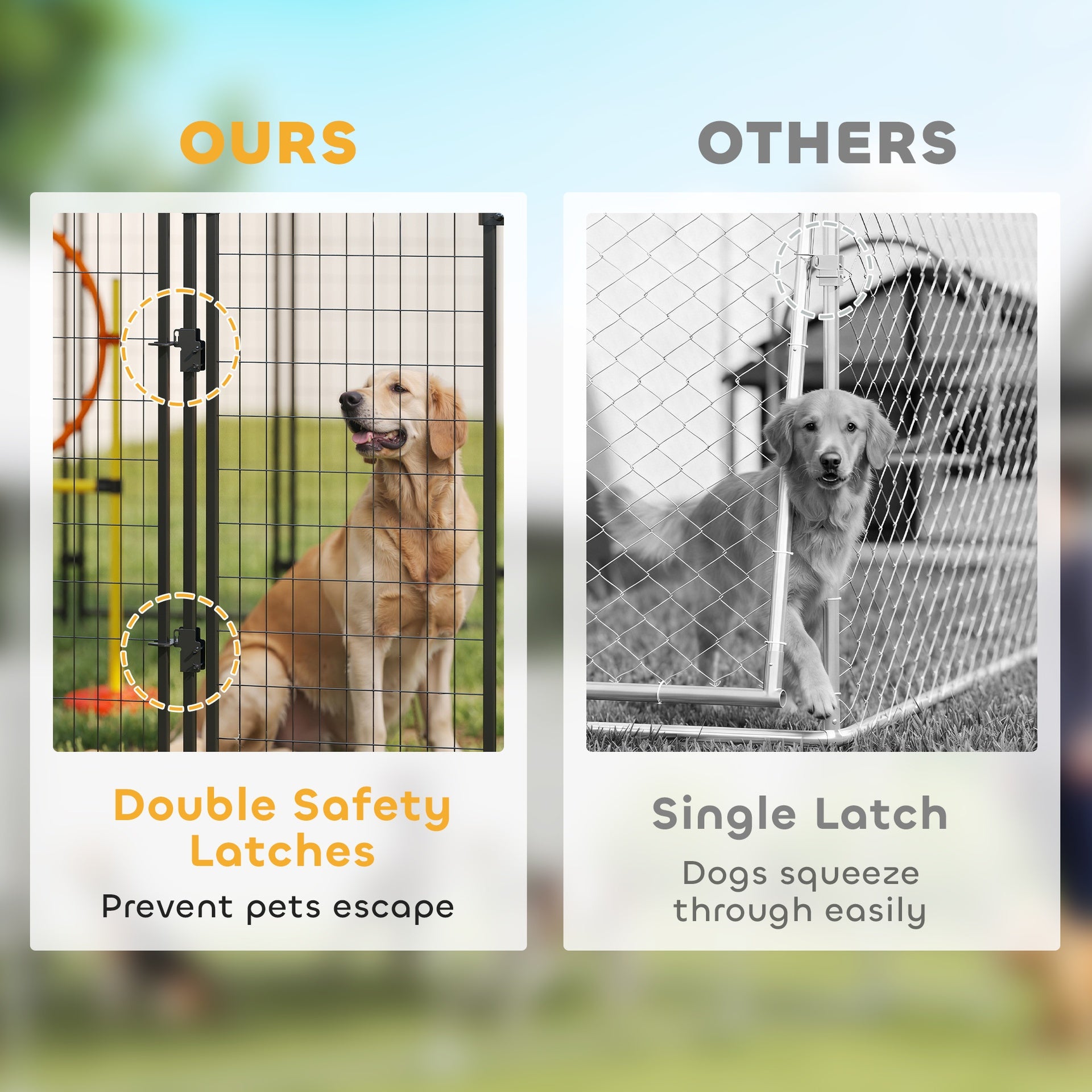 PawHut Outdoor Dog Kennel with Roof, 6' x 4' x 6' Heavy Duty Welded Wire Dog Playpen Enclosure with Escape-proof Lock