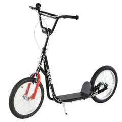 Aosom Youth Scooter Kick Scooter for Kids 5+, Max Load 220 LBS., with Adjustable Handlebar, 16" Inflatable Wheels, Dual Brakes, Black