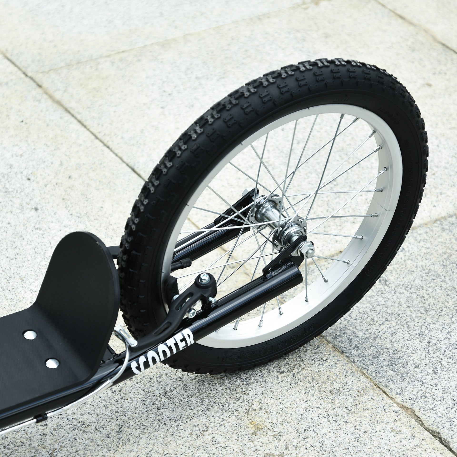 Aosom Youth Scooter Kick Scooter for Kids 5+, Max Load 220 LBS., with Adjustable Handlebar, 16" Inflatable Wheels, Dual Brakes, Black