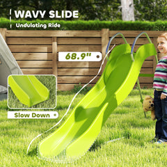 Qaba 5.7FT Outdoor Slide for Kids Ages 3-8, Climbing Step Ladder, Playground Equipment for Backyard, Garden, Green